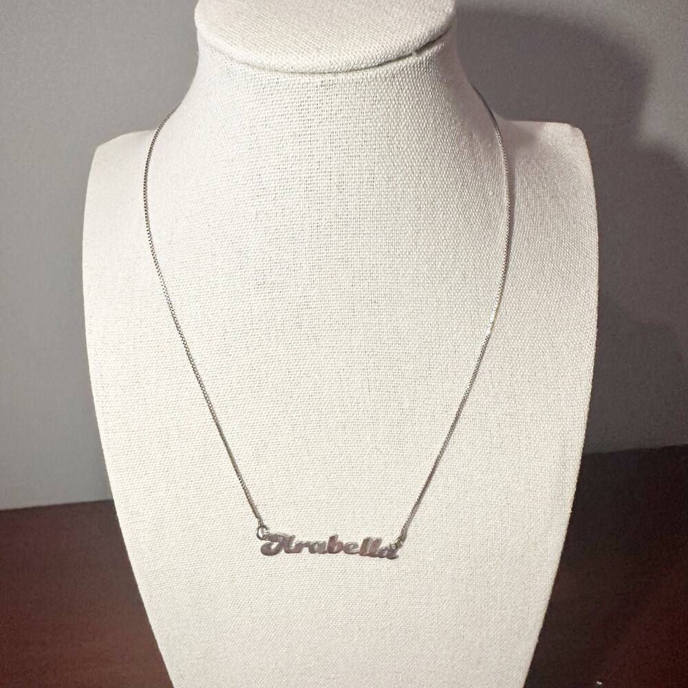Sterling Silver Name Plate ARABELLA Chain Necklace Marked 925